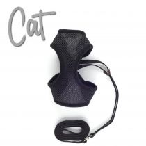 Soft Cat Harness and Lead Black M