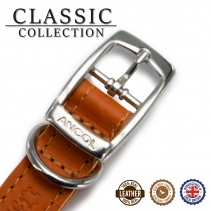 Leather Stud Collar Tan 28-36cm Size 3