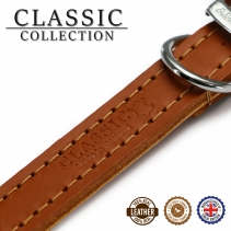 Leather Stud Collar Tan 28-36cm Size 3