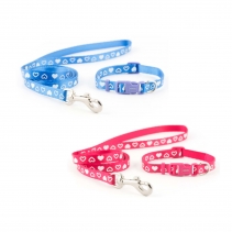 Small Bite Heart Collar Lead Set Raspberry