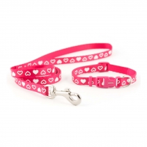 Small Bite Heart Collar Lead Set Raspberry