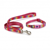 Small Bite Rainbow Collar Lead Set Pink