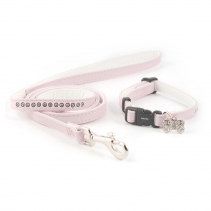 Small Bite Jewel Collar Lead Set Pink