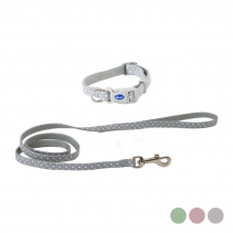 Small Bite Polka Collar Lead Set Pebble