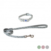 Small Bite Floral Collar Lead Set Pebble