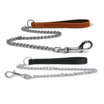 Leather Heavy Chain Lead Tan 80cm