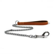 Leather Heavy Chain Lead Tan 80cm