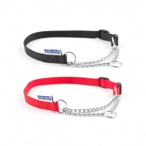 Nylon Check Chain Collar Black 35-45cm Size 2-4