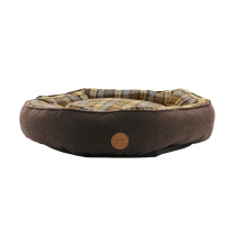 Brown And Blue Tartan Donut Bed 70cm