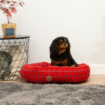 Red Tartan Donut Bed 70cm