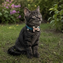Vintage Bow Safety Cat Collar Teal