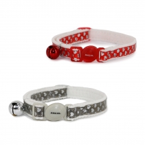Refl Hearts Safety Cat Collar Silver