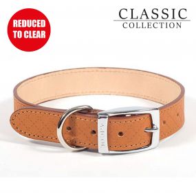 Diamond Leather Collar Tan 26-36cm S