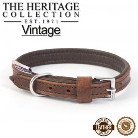 Vintage Leather Padded Collar 26-31cm Size 2
