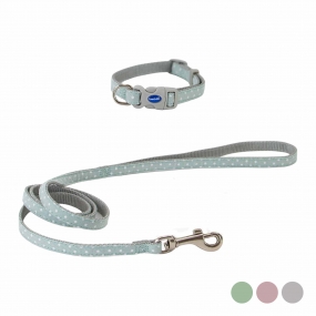 Small Bite Polka Collar & Lead Set Sage