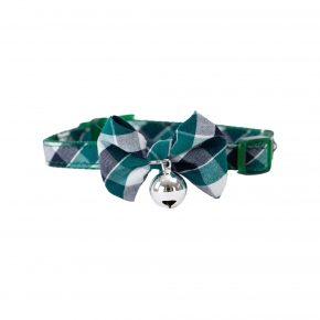 Green Tartan Bow Tie Cat Collar