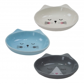 Oval Cat Ear Dish (Mixed Pack - Blue, White, Grey)