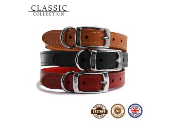 Classic Leather Collar Red 35-43cm Size 4