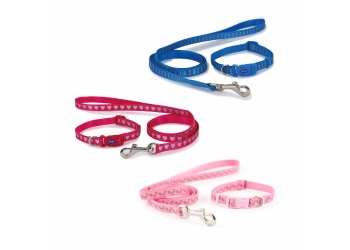 Small Bite Reflective Collar Lead Set Heart