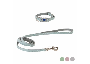 Small Bite Polka Collar & Lead Set Sage