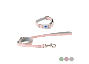Small Bite Polka Collar Lead Set Rose
