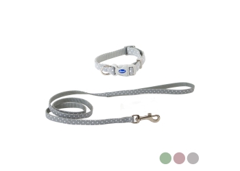 Small Bite Polka Collar Lead Set Pebble