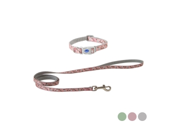 Small Bite Floral Collar Lead Set Rose