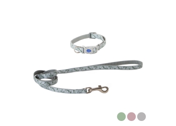 Small Bite Floral Collar Lead Set Pebble