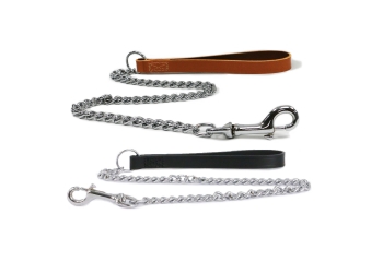 Leather Heavy Chain Lead Tan 80cm