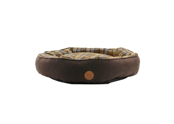 Brown And Blue Tartan Donut Bed 70cm