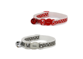 Refl Hearts Safety Cat Collar Red