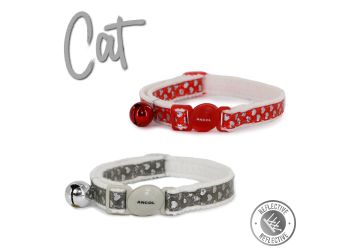 Refl Hearts Safety Cat Collar Silver