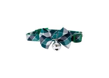 Green Tartan Bow Tie Cat Collar