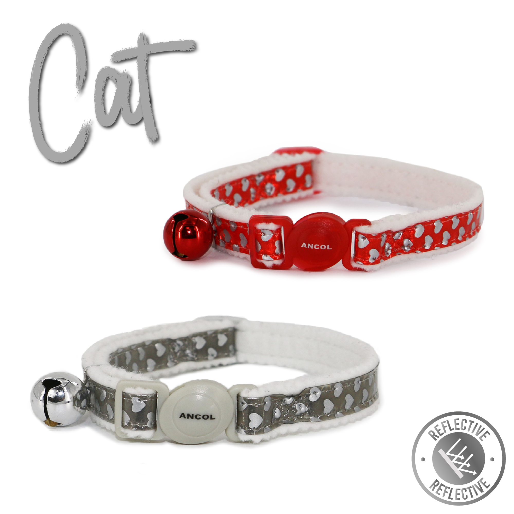 Safety Buckle Cat Collar Reflective Hearts
