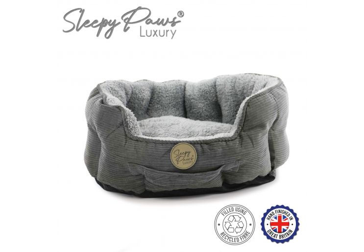 Sleepy Paws Oval Bed 50cm Grey Cord