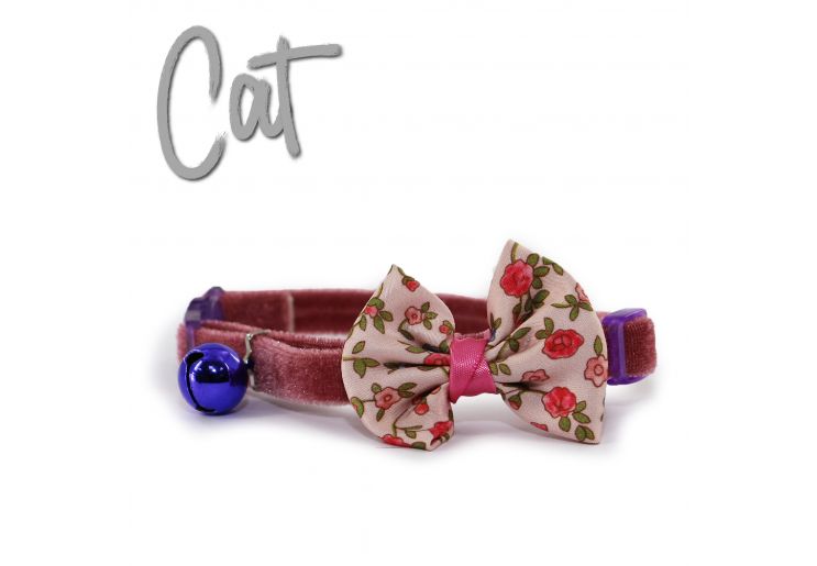 Vintage Bow Safety Cat Collar Pink