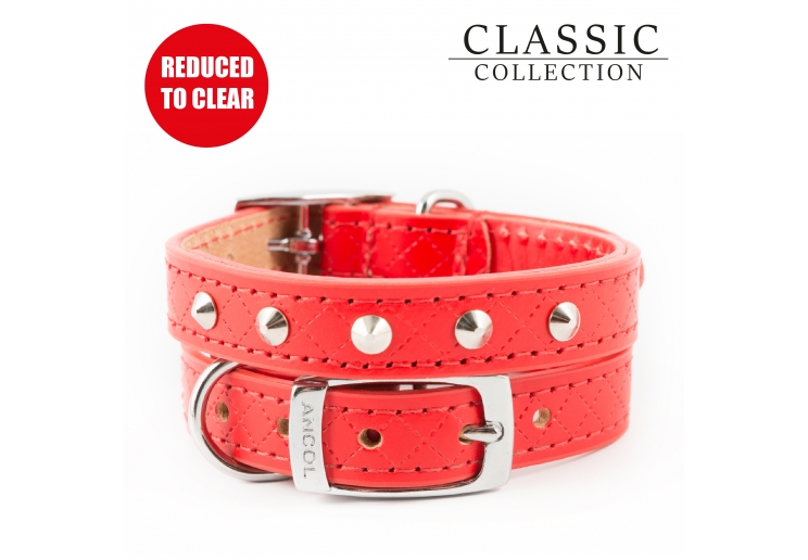 Diamond Stud Collar Red 22-26cm XS