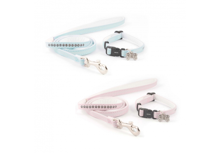 Small Bite Jewel Collar Lead Set Blue