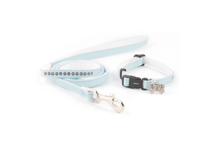 Small Bite Jewel Collar Lead Set Blue