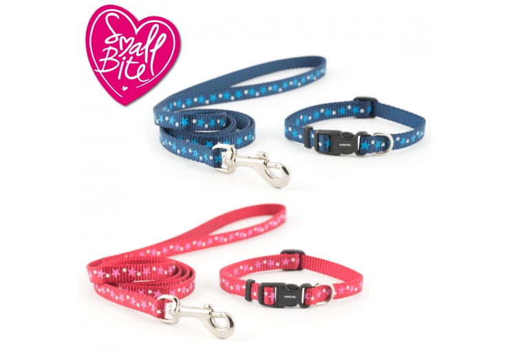Small Bite Stars Collar Lead Set Blue