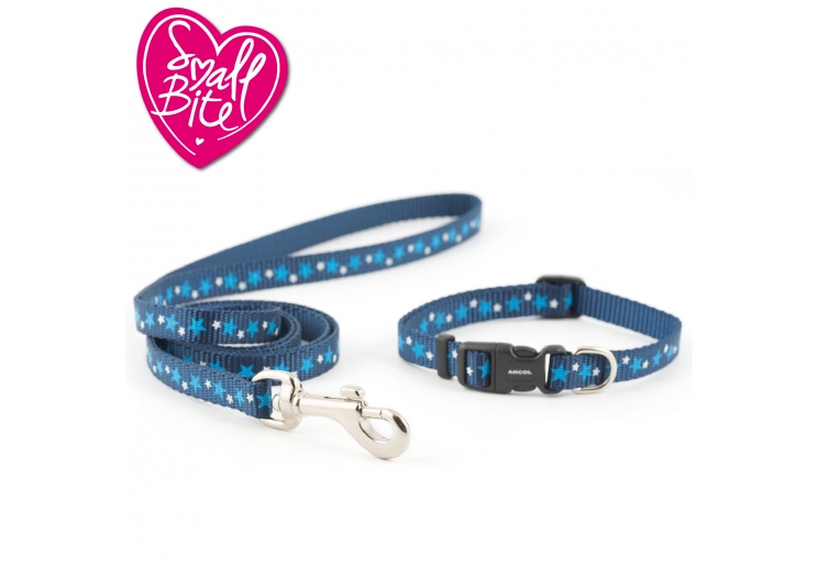 Small Bite Stars Collar Lead Set Blue