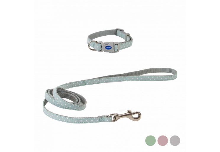 Small Bite Polka Collar & Lead Set Sage