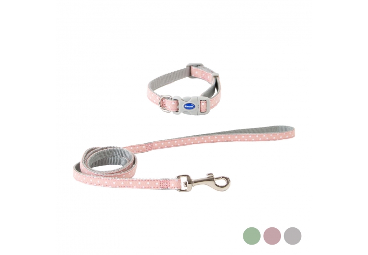 Small Bite Polka Collar Lead Set Rose