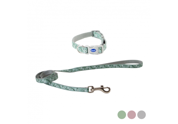 Small Bite Floral Collar Lead Set Sage