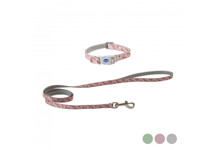 Small Bite Floral Collar Lead Set Rose