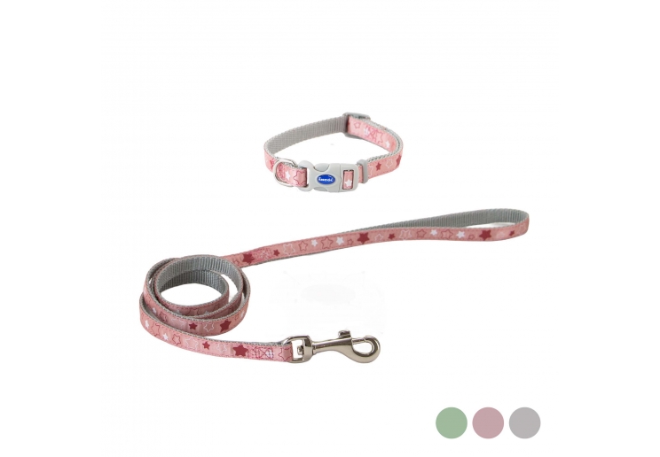 Small Bite Stars Collar Lead Set Rose