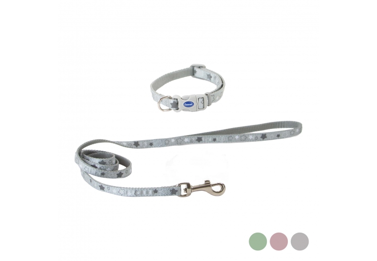 Small Bite Stars Collar Lead Set Pebble