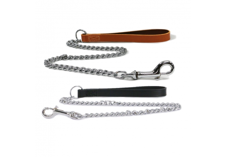 Leather Heavy Chain Lead Tan 80cm