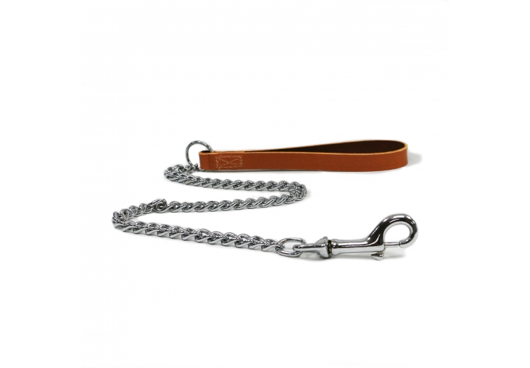 Leather Heavy Chain Lead Tan 80cm