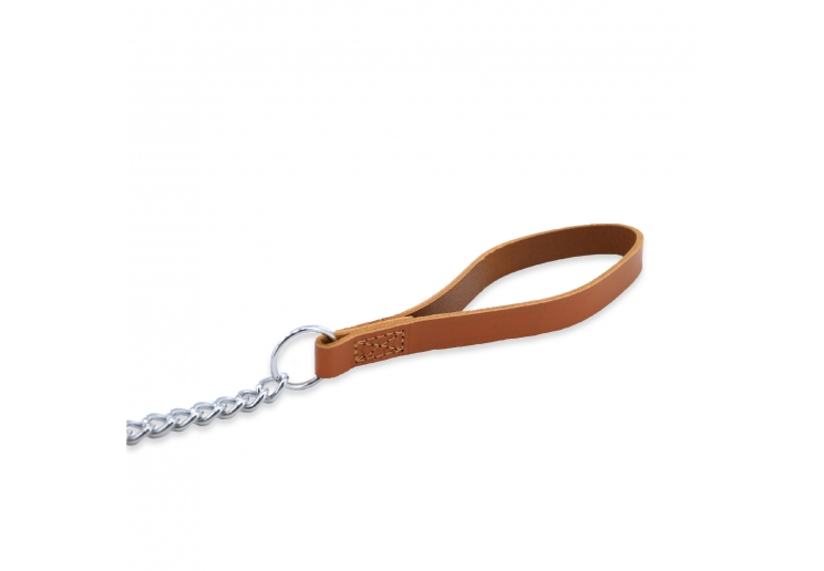 Leather Heavy Chain Lead Tan 80cm